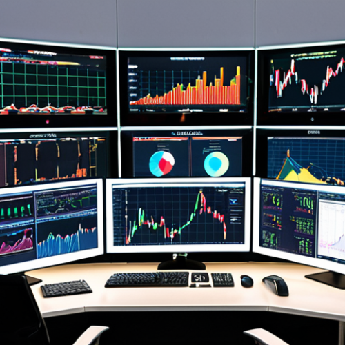 **Algorithmic Forex Trading Desk**: A modern, brightly lit forex trading desk filled with multiple monitors displaying complex charts, graphs, and real-time market data. Focus on the glow of the screens and the fast-paced environment, with subtle hints of artificial intelligence and automation in the background. Think "Bloomberg terminal aesthetic."
