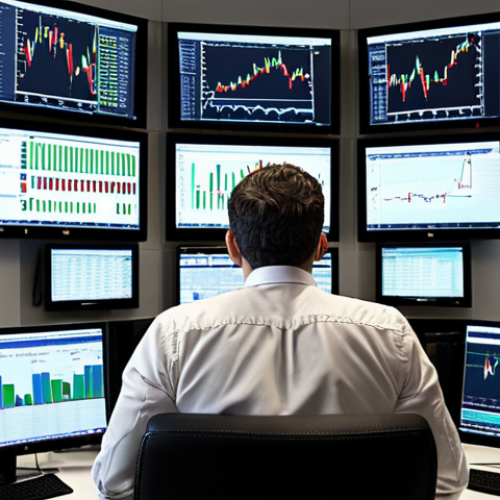 **A busy foreign exchange manager in a modern office, surrounded by multiple computer screens displaying financial charts and news headlines, with a focused expression while analyzing market data. Emphasize the fast-paced and demanding environment of Forex trading in Italy.**