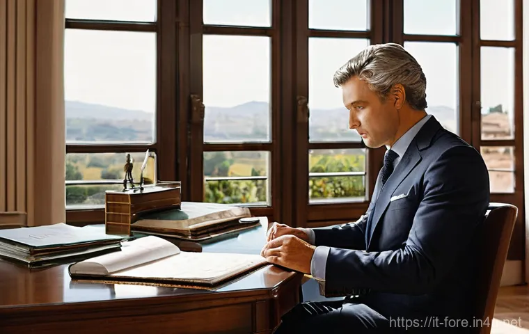 외환관리사와 고객과의 신뢰 구축 - **Prompt:** A warm, inviting scene in a modern Italian financial advisor's office. A male financial ...
