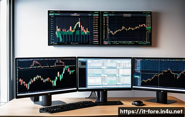 외환관리사와 경력 개발 전략 - A modern financial analyst&rsquo;s workspace in Milan, Italy, showcasing multiple large monitors displayin...