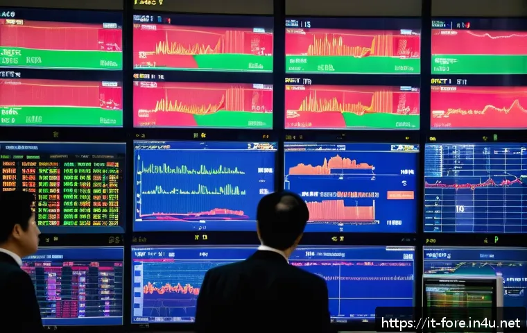 외환관리사와 국가별 외환 규제 비교 - A detailed scene of the Bank of Japan headquarters at dusk, with multiple traders monitoring foreign...