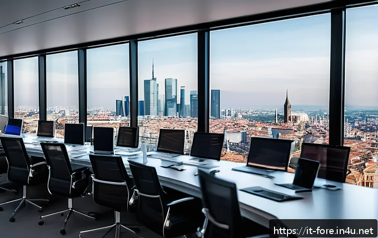 외환관리사 필기시험 고득점 전략 - A modern Italian corporate office setting with diverse business professionals analyzing foreign exch...