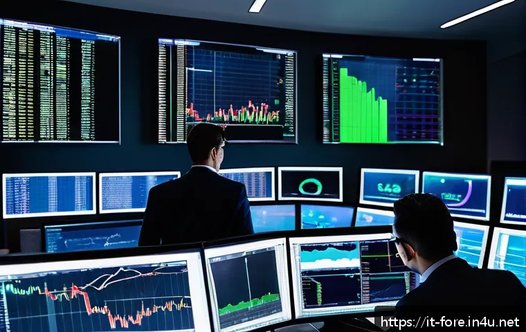 외환관리사와 외환 관리 혁신 연구 - A sophisticated trading room in Milan with multiple high-resolution screens displaying dynamic Forex...