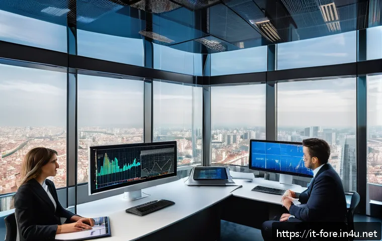 외환관리사와 리더십 스킬 - A sophisticated financial trading office set in Milan, featuring a diverse team of professionals ana...